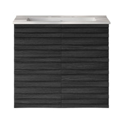 Wall-Mounted Bathroom Vanity, Cascade, 24 Inch with 3-Hole Sink Top in Black Oak
