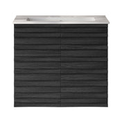 Wall-Mounted Bathroom Vanity, Cascade, 24 Inch with 3-Hole Sink Top in Black Oak