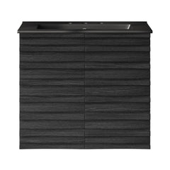 Wall-Mounted Bathroom Vanity, Cascade, 24 Inch with Ceramic Top in Black Oak