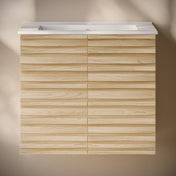 Wall-Mounted Bathroom Vanity, Cascade, 24 Inch with Sink Top in Natural Oak
