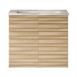 Wall-Mounted Bathroom Vanity, Cascade, 24 Inch with Sink Top in Natural Oak