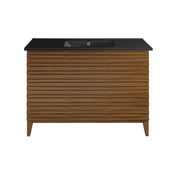 Floor-Mounted Bathroom Vanity, Cascade, 3 Doors in Brown Oak