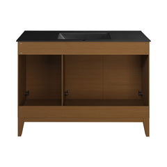 Wall-Mounted Bathroom Vanity, Cascade, 3 Doors in Brown Oak