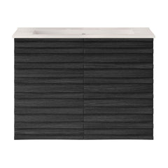 Wall-Mounted Bathroom Vanity, Cascade, 30 in with Ceramic Top in Black Oak