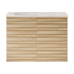 Wall-Mounted Bathroom Vanity, Cascade, 30-Inch with Ceramic Top in Natural Oak