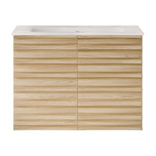Wall-Mounted Bathroom Vanity, Cascade, 30-Inch with Ceramic Top in Natural Oak