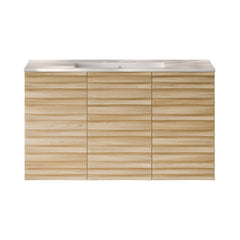 Wall-Mounted Bathroom Vanity, Cascade, 36 in with Ceramic Top in Natural Oak