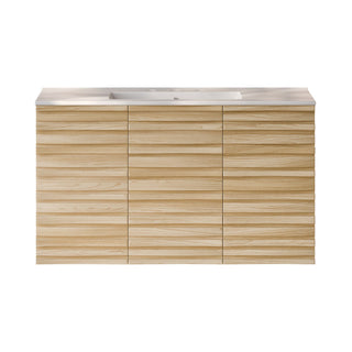 Wall-Mounted Bathroom Vanity, Cascade, 36 in with Ceramic Top in Natural Oak