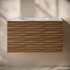 Wall-Mounted Bathroom Vanity, Cascade, 36 in with Sink Top in Brown Oak