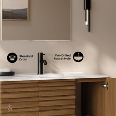 Wall-Mounted Bathroom Vanity, Cascade, 36 in with Sink Top in Brown Oak