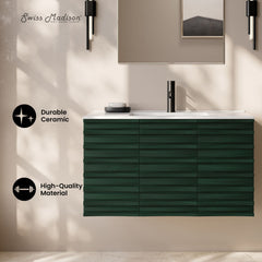 Wall-Mounted Bathroom Vanity, Cascade, 36 in with Sink Top in Green Oak