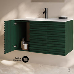 Wall-Mounted Bathroom Vanity, Cascade, 36 in with Sink Top in Green Oak