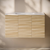 Wall-Mounted Bathroom Vanity, Cascade, 36 in with Sink Top in Natural Oak