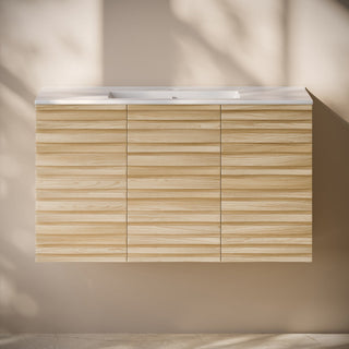 Wall-Mounted Bathroom Vanity, Cascade, 36 in with Sink Top in Natural Oak