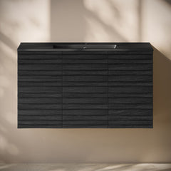 Wall-Mounted Bathroom Vanity, Cascade, 36-Inch with 3 Doors in Black Oak