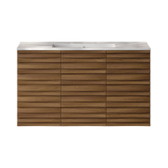 Wall-Mounted Bathroom Vanity, Cascade, 36 Inch with 3 Doors in Brown Oak