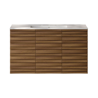 Wall-Mounted Bathroom Vanity, Cascade, 36 Inch with 3 Doors in Brown Oak