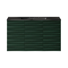 Wall-Mounted Bathroom Vanity, Cascade, 36 Inch with Ceramic Top in Green Oak