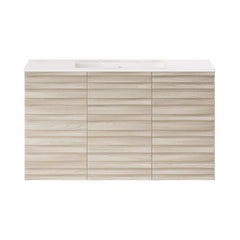 Wall-Mounted Bathroom Vanity, Cascade, 36-Inch with Ceramic Top in White Oak