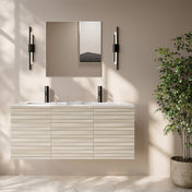 Wall-Mounted Bathroom Vanity, Cascade, 48 in with Sink Top in White Oak