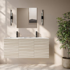 Wall-Mounted Bathroom Vanity, Cascade, 48 in with Sink Top in White Oak