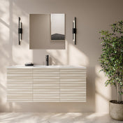 Wall-Mounted Bathroom Vanity, Cascade, 48 Inch with Sink Top in White Oak