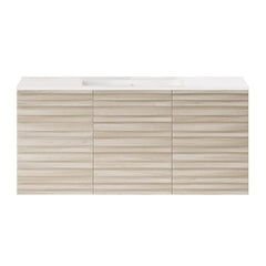 Wall-Mounted Bathroom Vanity, Cascade, 48 Inch with Sink Top in White Oak
