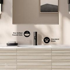 Wall-Mounted Bathroom Vanity, Cascade, 48 Inch with Sink Top in White Oak