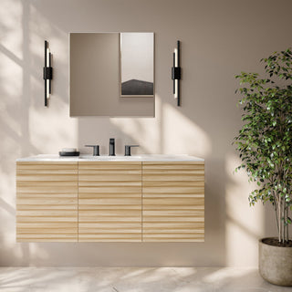 Wall-Mounted Bathroom Vanity, Cascade, 48-Inch with Widespread Sink Top in Natural Oak