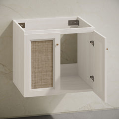 Wall-Mounted Bathroom Vanity, Classe, 24 Inch with Two Doors in White Oak
