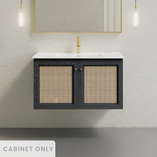 Wall-Mounted Bathroom Vanity, Classe, 36 in Cabinet in Black Oak