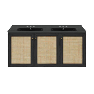 Wall-Mounted Bathroom Vanity, Classe, 48 In. Double Basin in Black Oak