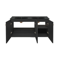Wall-Mounted Bathroom Vanity, Classe, 48 In. Double Basin in Black Oak