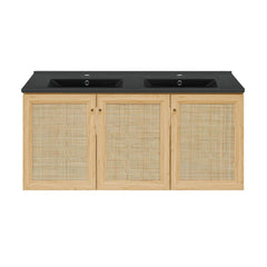 Wall-Mounted Bathroom Vanity, Classe, 48-Inch Double Basin in Natural Oak