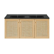 Wall-Mounted Bathroom Vanity, Classe, 48-Inch Double Basin in Natural Oak