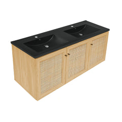 Wall-Mounted Bathroom Vanity, Classe, 48-Inch Double Basin in Natural Oak