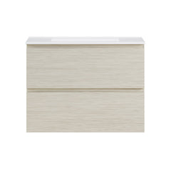 Wall-Mounted Bathroom Vanity, Liberte, 2 Drawers with Sink Top in White Oak