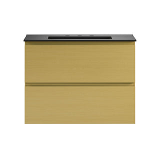 Wall-Mounted Bathroom Vanity, Liberte, 30 In with 2 Drawers in Natural Oak
