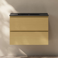 Wall-Mounted Bathroom Vanity, Liberte, 30 In with 2 Drawers in Natural Oak