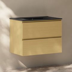 Wall-Mounted Bathroom Vanity, Liberte, 30 In with 2 Drawers in Natural Oak