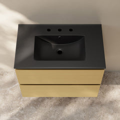 Wall-Mounted Bathroom Vanity, Liberte, 30 In with 2 Drawers in Natural Oak