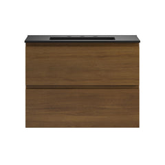 Wall-Mounted Bathroom Vanity, Liberte, 30 Inch with 2 Drawers in Brown Oak