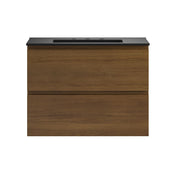 Wall-Mounted Bathroom Vanity, Liberte, 30 Inch with 2 Drawers in Brown Oak