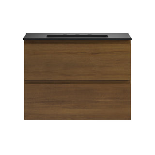 Wall-Mounted Bathroom Vanity, Liberte, 30 Inch with 2 Drawers in Brown Oak