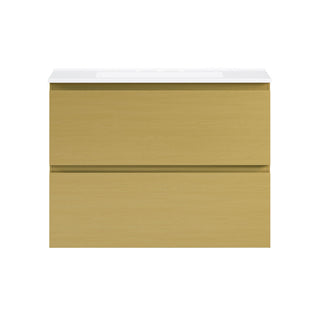 Wall-Mounted Bathroom Vanity, Liberte, 30-Inch with 2 Drawers in Natural Oak