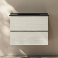 Wall-Mounted Bathroom Vanity, Liberte, 30 Inch with 2 Drawers in White Oak