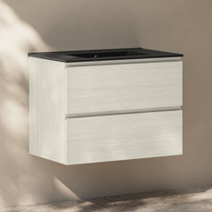 Wall-Mounted Bathroom Vanity, Liberte, 30 Inch with 2 Drawers in White Oak