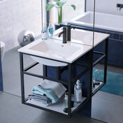 Wall-Mounted Bathroom Vanity, Pierre, 24 Single with Open Shelf in Matte Black