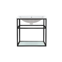 Wall-Mounted Bathroom Vanity, Pierre, 24 Single with Open Shelf in Matte Black