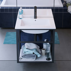 Wall-Mounted Bathroom Vanity, Pierre, 24 Single with Open Shelf in Matte Black